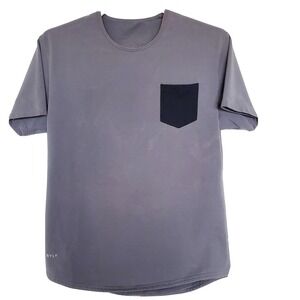 BYLT Drop Cut Lux Mens Large Short Sleeve T-Shirt Gray Pocket Gym Tee‎ (Read)